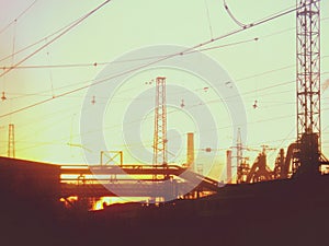 Industrial view at sunset