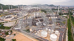Industrial view time lapse at oil refinery plant