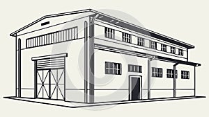 Industrial Warehouse Building Exterior Vector, vector design Generative AI