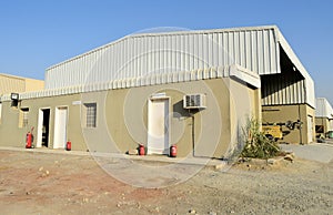 Industrial warehouse construction and outdoor view of the roof ceiling structure