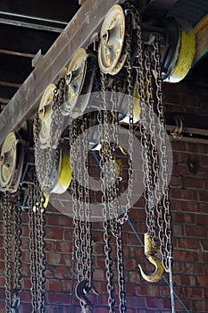Industrial warehouse hook and chains
