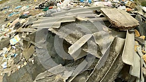 Industrial waste at a municipal landfill. bird`s-eye view.