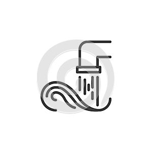 Industrial waste from pipe into water line icon