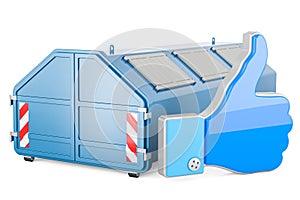 Industrial waste skip with like icon, 3D rendering