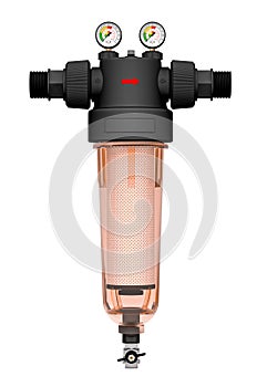Industrial water filter on white background
