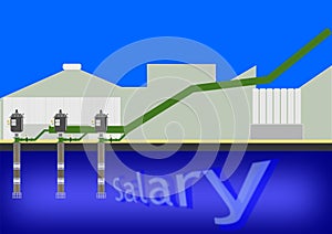 Industrial water plant, abstract illustration of industry and rise graph.