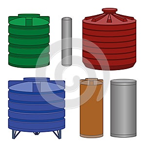 Industrial water tanks set. Vector