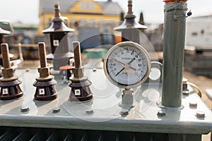 Industrial water temperature meter with pipes