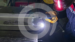 Industrial Welder With Torch stock photo