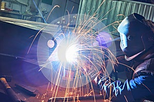 Industrial arc welding work