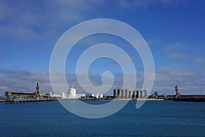 Industrial wharves with grain silos