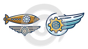 Industrial Wing Gear Icon, Engineering Mechanical Progress, vector design Generative AI
