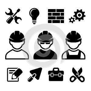 Industrial worker icons set