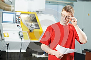 Industrial worker portrait at tool workshop