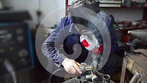 Industrial worker welding