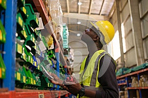 Industrial worker working at warehose factory