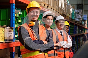 Industrial worker working at warehouse factory