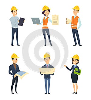 Industrial workers. Male and female architect and engineering