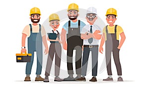 Industrial workers. Team of builders. Engineer, technician and w