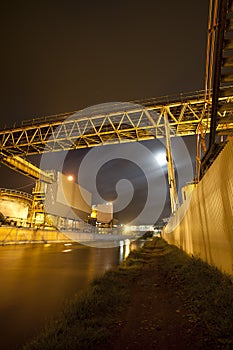 Industrial works at night