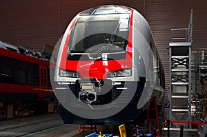 Industrial workshop for the production of high speed trains.