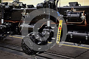 Industrial workshop for the production of trucks, wheel chassis and vehicles. Lightweight fixed frame air suspension,