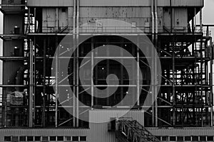 Industrial Worksite In Black And White