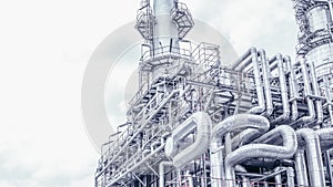 Industrial zone,The equipment of oil refining,Close-up of industrial pipelines of an oil-refinery plant,Detail of oil pipeline wit