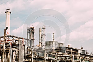 Industrial zone,The equipment of oil refining,Close-up of industrial pipelines of an oil-refinery plant,Detail of oil pipeline wit