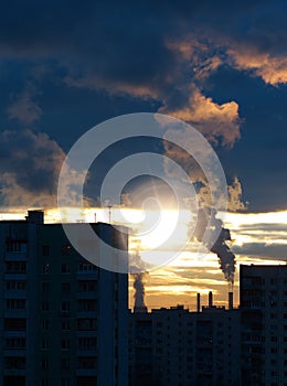 Industrial zone at Moscow suburbs background