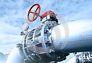 Industrial zone, Steel pipelines, valves and pumps