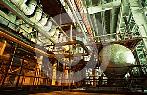 Industrial zone, Steel pipelines, valves and pumps