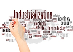 Industrialization word cloud hand writing concept photo
