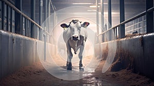 Industrialized world of cattle farming. Meat industry beef. Generative AI