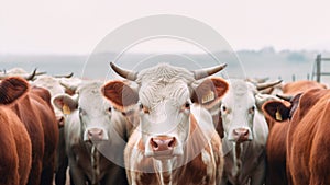 Industrialized world of cattle farming. Meat industry beef. Generative AI