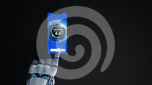 Industrie 4.0 - Humanoid Robot Hand Click Smartphone