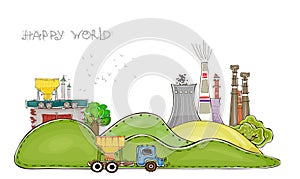 Industries and nature, concept background