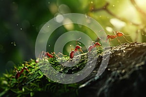 Industrious Ant forest insect. Generate Ai