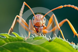 Industrious Ant forest insect macro. Generate Ai