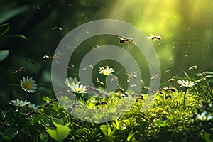 Industrious Ants grass. Generate Ai photo