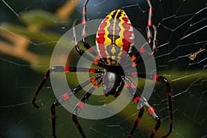 Industrious Orb weaver spider arabesca predator. Generate Ai photo