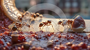 industrious pavement ants devour a sweet treat