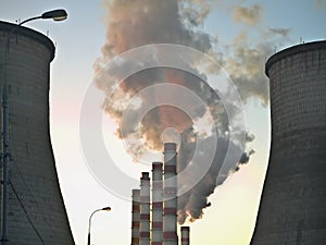 Fuming industrial tubes chimneys photo