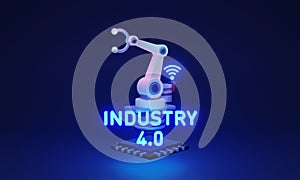 Industry 4.0 as smart and automated manufacturing 3D illustration concept