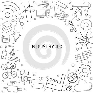 Industry 4.0 background from line icon.