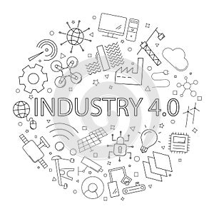 Industry 4.0 background from line icon.