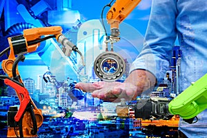 Industry 4.0 and business construction concept