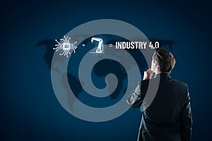 Industry 4.0 concept with AI, robotics and manager