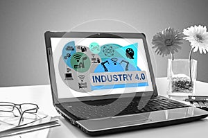 Industry 4.0 concept on a laptop screen