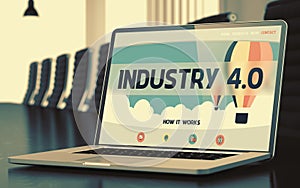 Industry 4.0 Concept on Laptop Screen. 3D.